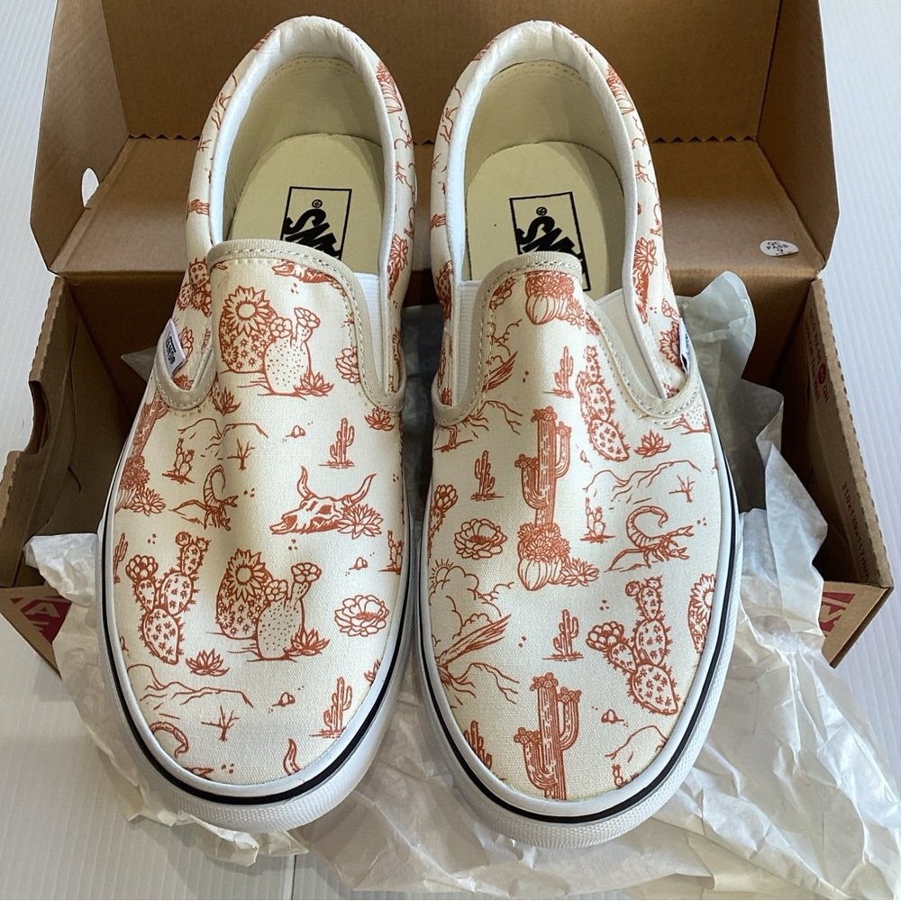 New Vans Classic Slip On Desert Vibes Cream Tan Biege Shoe Men Size 8.5 W10